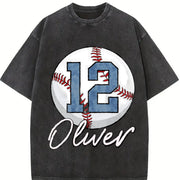 Pls Note Custom Baseball Vintage Washed T-Shirt in Black