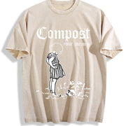 Compost Your Enemies Vintage Washed T-Shirt in Beige
