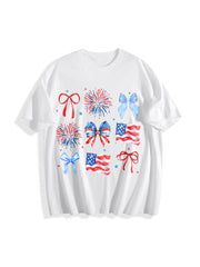USA Coquette Bow Retro America Cotton T-Shirt in White