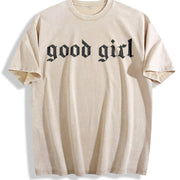 Good Girl Romance Club Vintage Washed T-Shirt in Beige