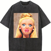 & Retro Doll with Doll Vintage Washed T-Shirt in Black