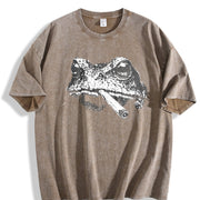 Smoking Frog Meme Viral Internet Meme ® Frogs Vintage Washed T-Shirt in Brown
