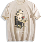 I Have to Say Weird Stuff or I'll Die Frog Vintage Washed T-Shirt in Beige