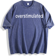 Letter Half Sleeve Going Out vintage washed oversized T-shirt in Blue