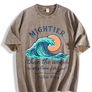 Mightier Than the Waves Is His Love for You Psalm 93:4 Vintage Washed T-Shirt in Brown