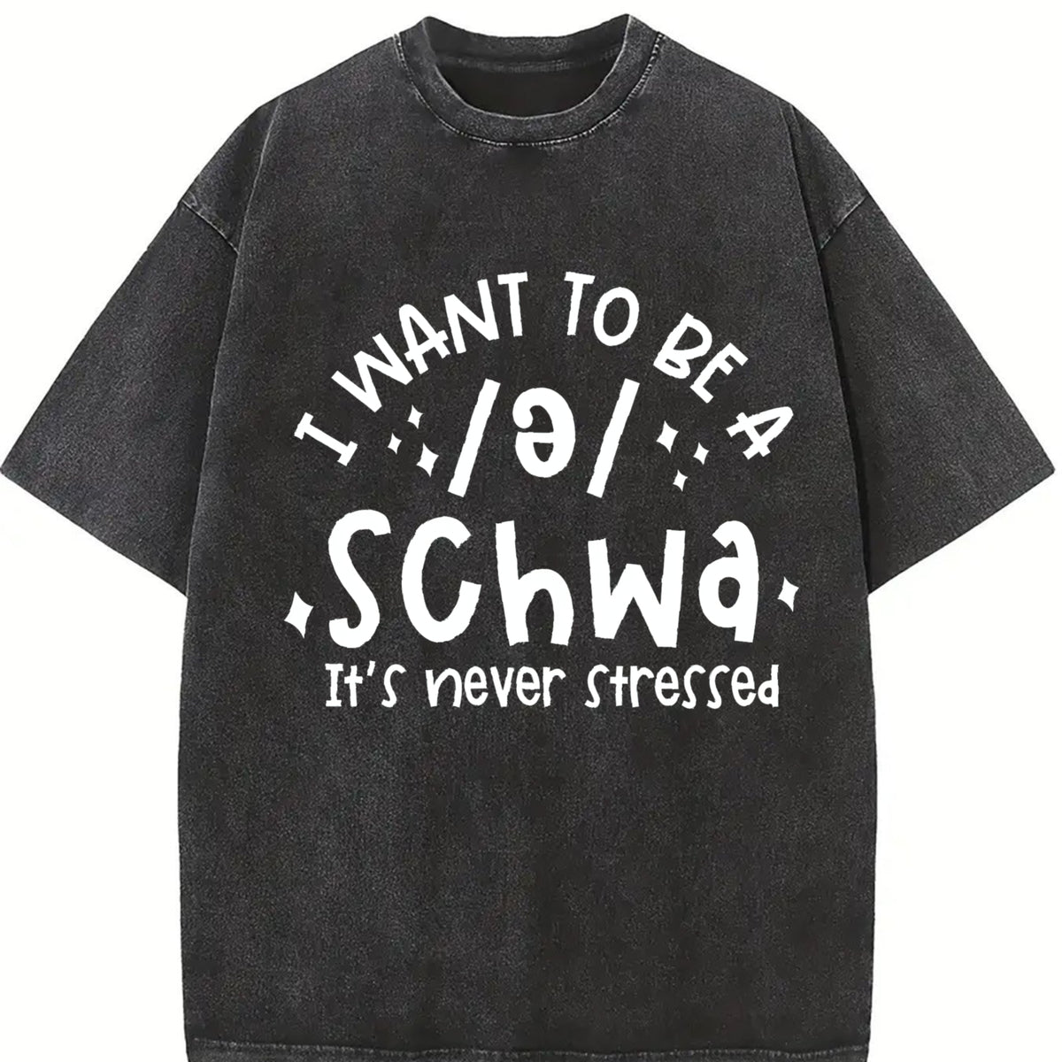 Schwa for Teacher Reading Teacher Vintage Washed T-Shirt in Black