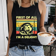 First of All I'm a Delight Crew-neck Sleeveless Vest Women's Color Cotton Tank Top in Black