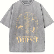 Nowhere in Existence Violence Violet Sorrengail vintage washed oversized T-shirt in Gray