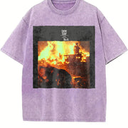 Horse by a Burning House Vintage Washed T-Shirt in Purple