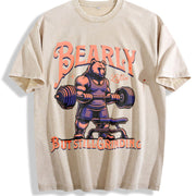 Bearly 40 but Still Grinding Vintage Washed T-Shirt in Beige