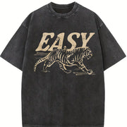 Easy Tiger 4th of July Long Sleeve vintage washed oversized T-shirt in Black