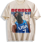 Kevin Durant Slim Reaper KD USA Ski Mask Revenge Team vintage washed oversized T-shirt in Beige