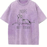 Nope Not Today Dog Lover Vintage Washed T-Shirt in Purple