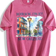 Bourbon Street New Orleans Vintage Washed T-Shirt in Red
