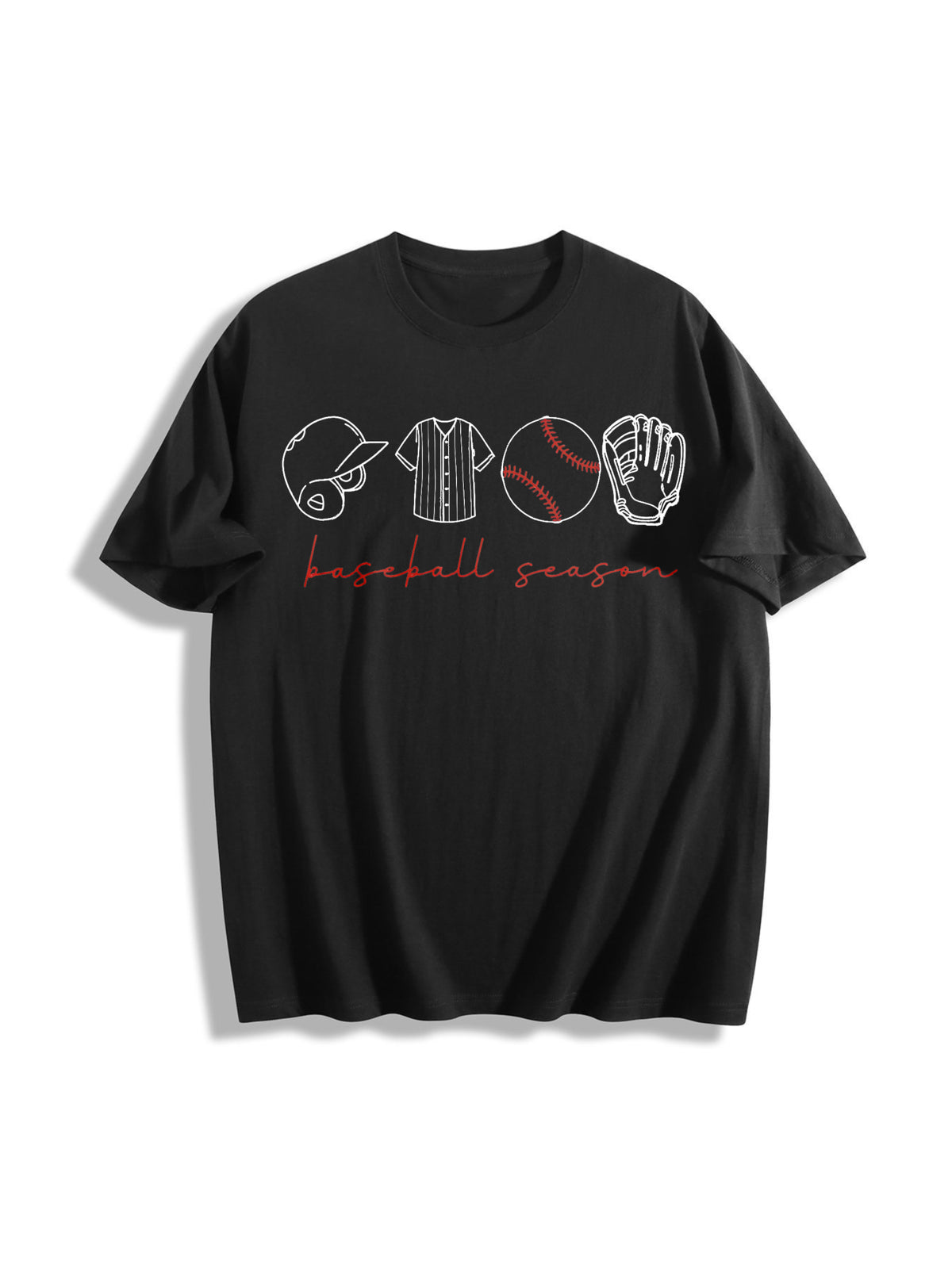 Baseball Season Game Day Baseball Cotton T-Shirt in Black