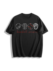 Baseball Season Game Day Baseball Cotton T-Shirt in Black