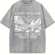 Retro Letter Vintage Washed T-Shirt in Gray