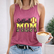 Softball Mom Women's Color Cotton Tank Top in Red
