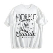 Motor Boat Captain Sarcastic Sailor Novelty for Classic Cotton T-Shirt in White