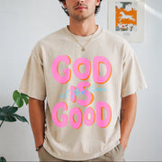GOD IS GOOD All the Time Vintage Washed T-Shirt in Beige