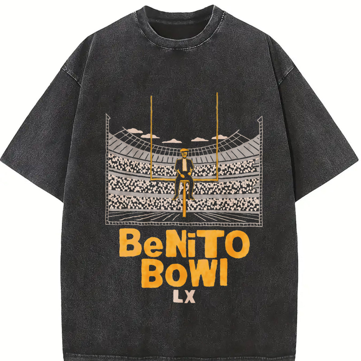 Benito Bowl Halftime Show 2026 Game Day Outfit vintage washed oversized T-shirt in Black