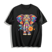 Elephant Fashionable Cotton T-Shirt in Black