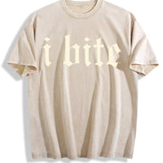 I Bite Vintage Washed T-Shirt in Beige