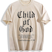 ’Child Of God' vintage washed oversized T-shirt in Beige