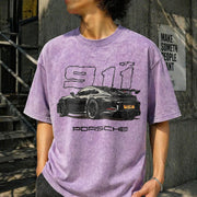 Porsche 911 GT3 Vintage Washed T-Shirt in Purple