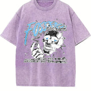 Skull Tank Punk Sleeveless Muscle Vintage Washed T-Shirt in Purple