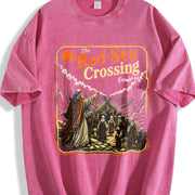 Red Sea Crossing Moses Christian Bible Story Faith Vintage Washed T-Shirt in Red