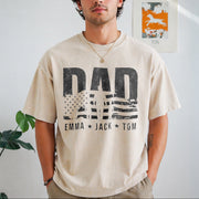 Custom Dad with Kids Names Vintage Washed T-Shirt in Beige