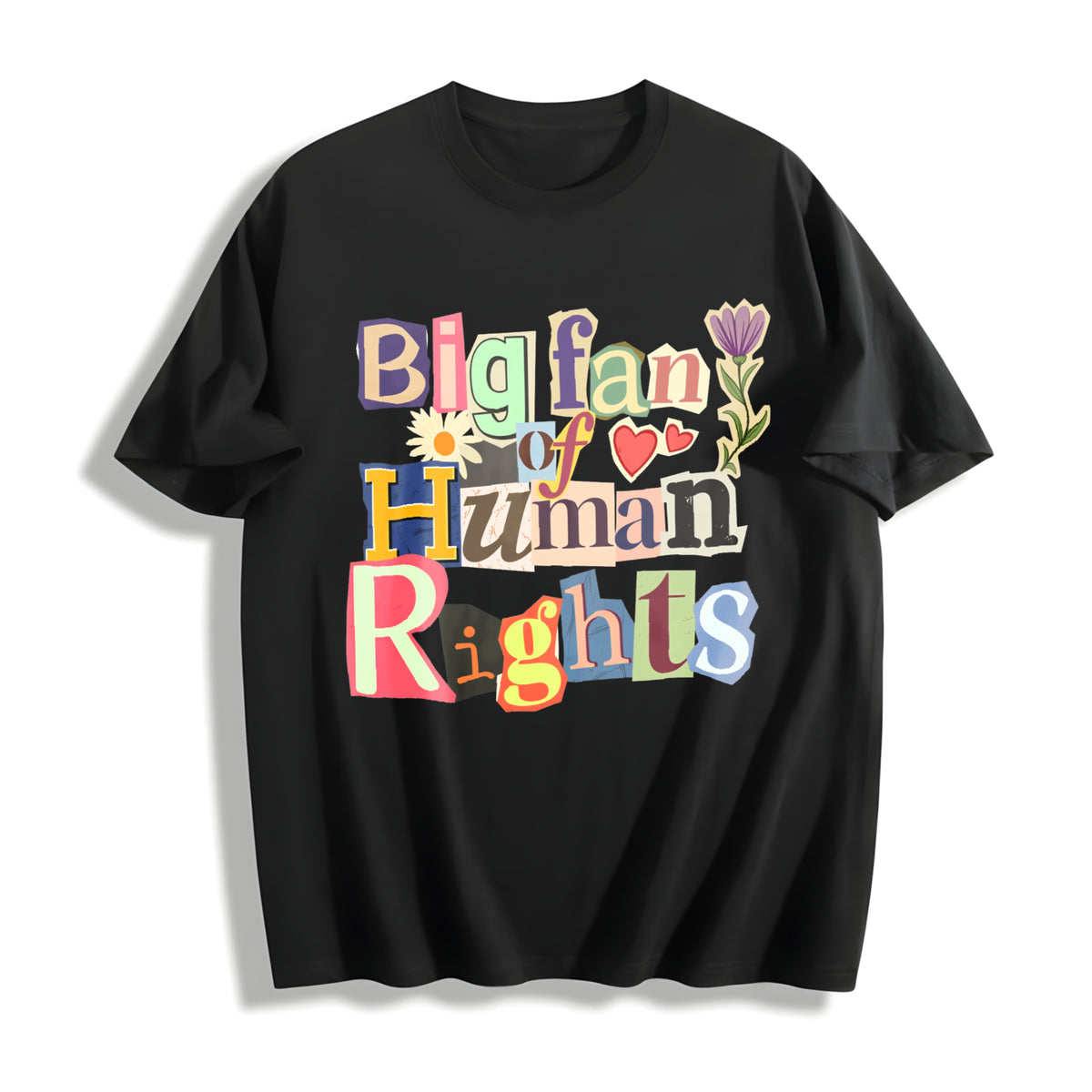 Big Fan of Human Rights Retro Cotton T-Shirt in Black