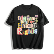 Big Fan of Human Rights Retro Cotton T-Shirt in Black