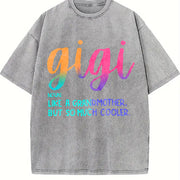 5% Elastane Gigi Alphabet Fit vintage washed oversized T-shirt in Gray