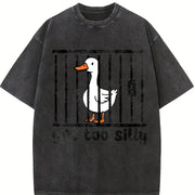 Retro Silly Goose 90s Vintage Washed T-Shirt in Black