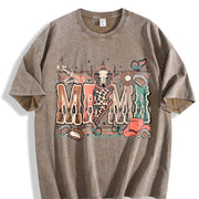 Western Mama Howdy Cowhide Vintage Washed T-Shirt in Brown