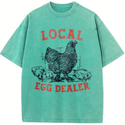 Local Egg Dealer Chicken vintage washed oversized T-shirt in Blue