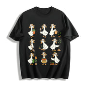 Cute Goose Gardening Cotton T-Shirt in Black