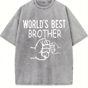 World's Best Brother Vintage Washed T-Shirt in Gray