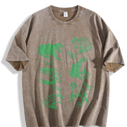 Frog Tattoo 90s Amphibian Vintage Washed T-Shirt in Brown