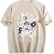 God Is Good Boho Christian Vintage Washed T-Shirt in Beige