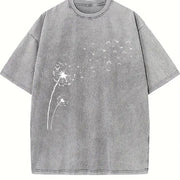 Dandelion Seeds Vintage Washed T-Shirt in Gray