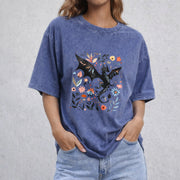Abraxos Flower vintage washed oversized T-shirt in Blue