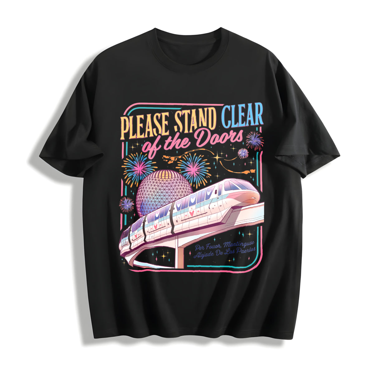 Please Stand Clear of the Doors Cotton T-Shirt in Black