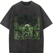Retro Big Foot Respect Locals 90s Vintage Washed T-Shirt in Black