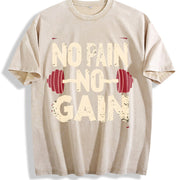 No Pain No Gain Vintage Washed T-Shirt in Beige