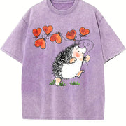 Valentine's Day Spring Vintage Washed T-Shirt in Purple