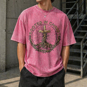 Rooted in Christ Jesus Vintage Washed T-Shirt in Red