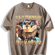 Sad Is Temporary Swag Is Forever 90s Vintage Washed T-Shirt in Brown